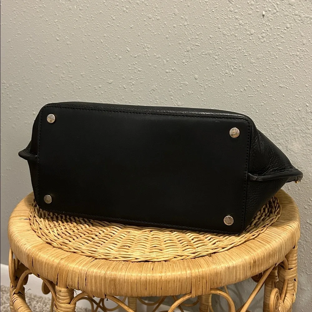 Michael Kors Jane Black Pebbled Leather Tote with Gold Hardware